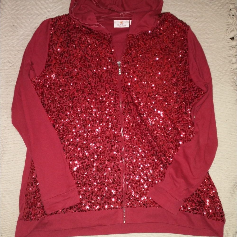 Quaker Factory hooded sweatshirt size large